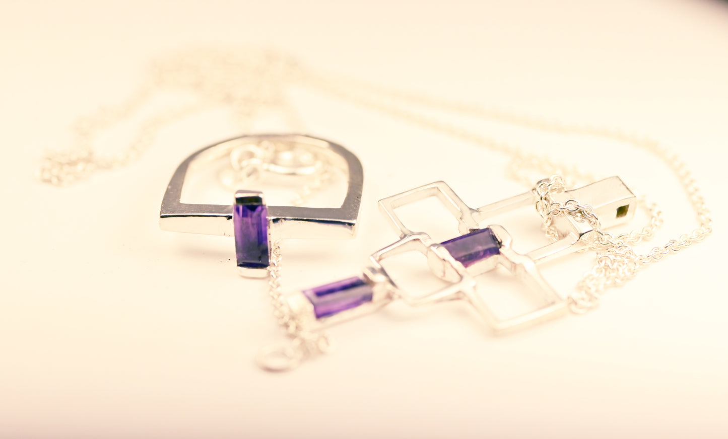 Amethyst Puzzle Cross Necklace & Matching Ring – Divine Unity Set