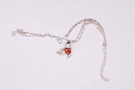 Guardian Angel Wings Sterling Silver Necklace – Heart Gemstone