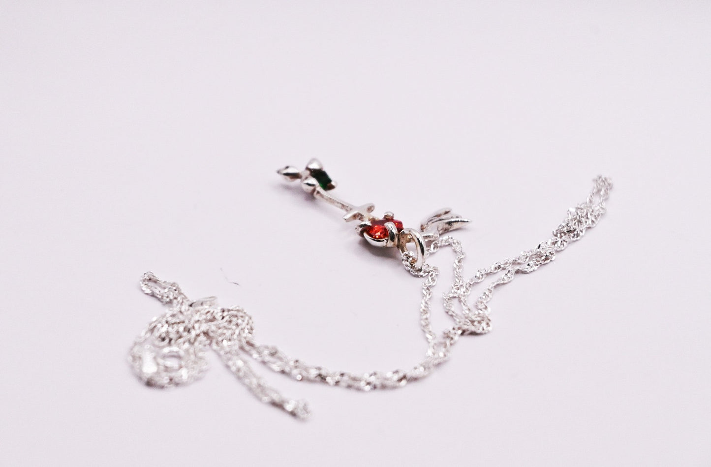 Key to Grace Sterling Silver Necklace – With Ruby & Emerald Accents