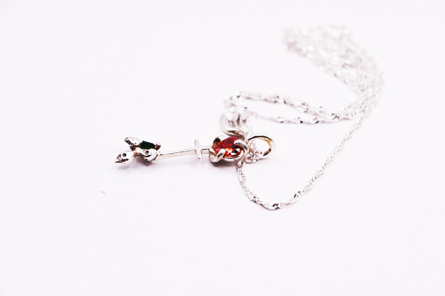 Key to Grace Sterling Silver Necklace – With Ruby & Emerald Accents