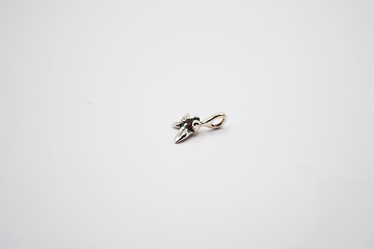 Handmade Sterling Silver Dove Pendant with Garnet