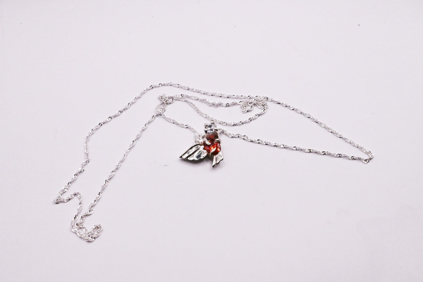 Guardian Angel Wings Sterling Silver Necklace – Heart Gemstone