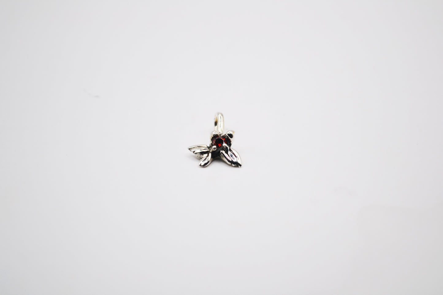 Handmade Sterling Silver Dove Pendant with Garnet
