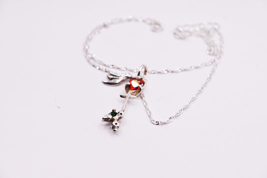 Key to Grace Sterling Silver Necklace – With Ruby & Emerald Accents