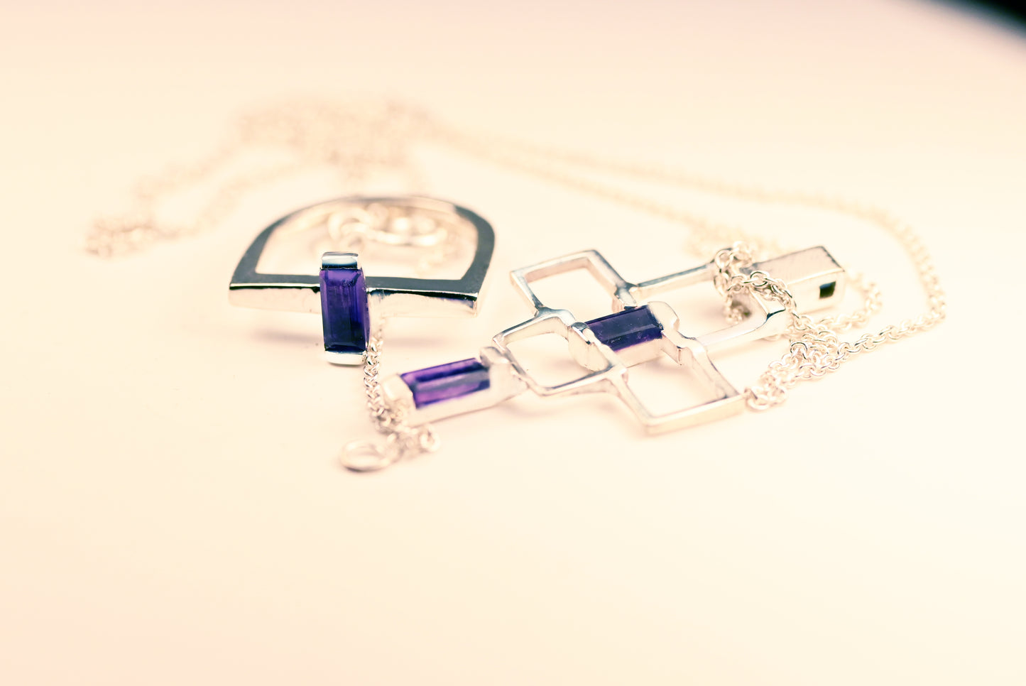 Amethyst Puzzle Cross Necklace & Matching Ring – Divine Unity Set