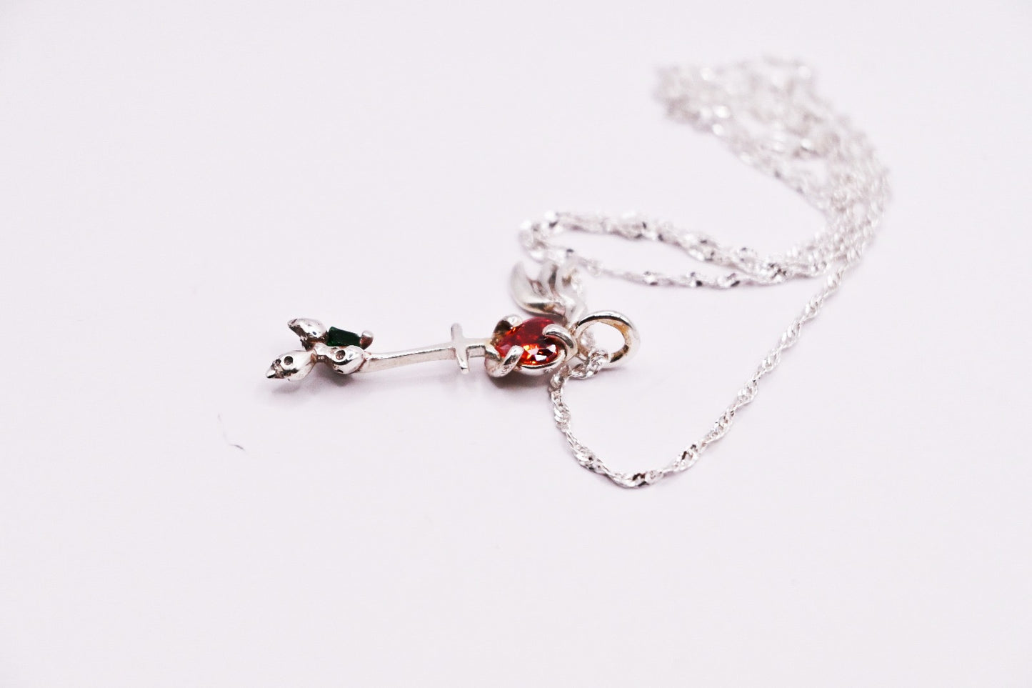 Key to Grace Sterling Silver Necklace – With Ruby & Emerald Accents