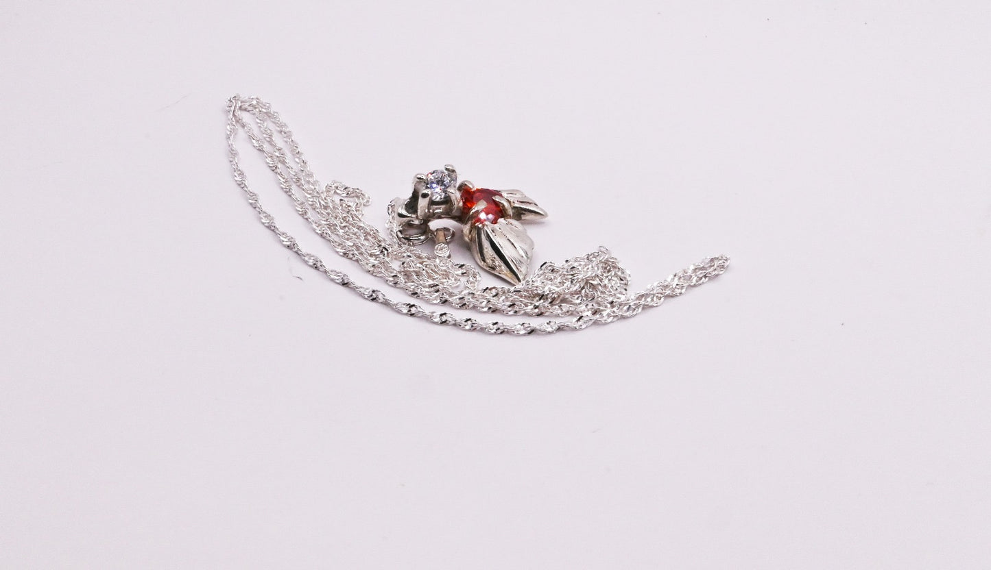 Guardian Angel Wings Sterling Silver Necklace – Heart Gemstone