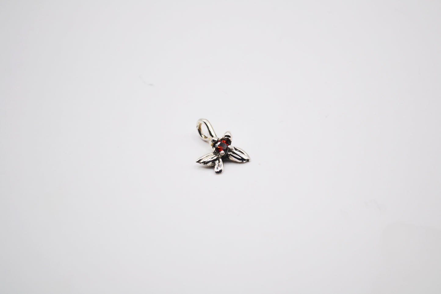 Handmade Sterling Silver Dove Pendant with Garnet