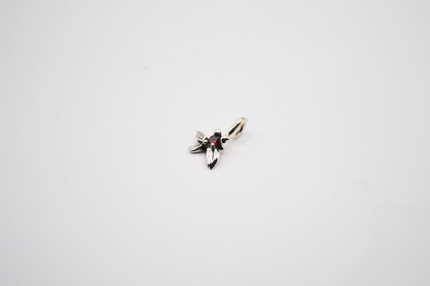 Handmade Sterling Silver Dove Pendant with Garnet