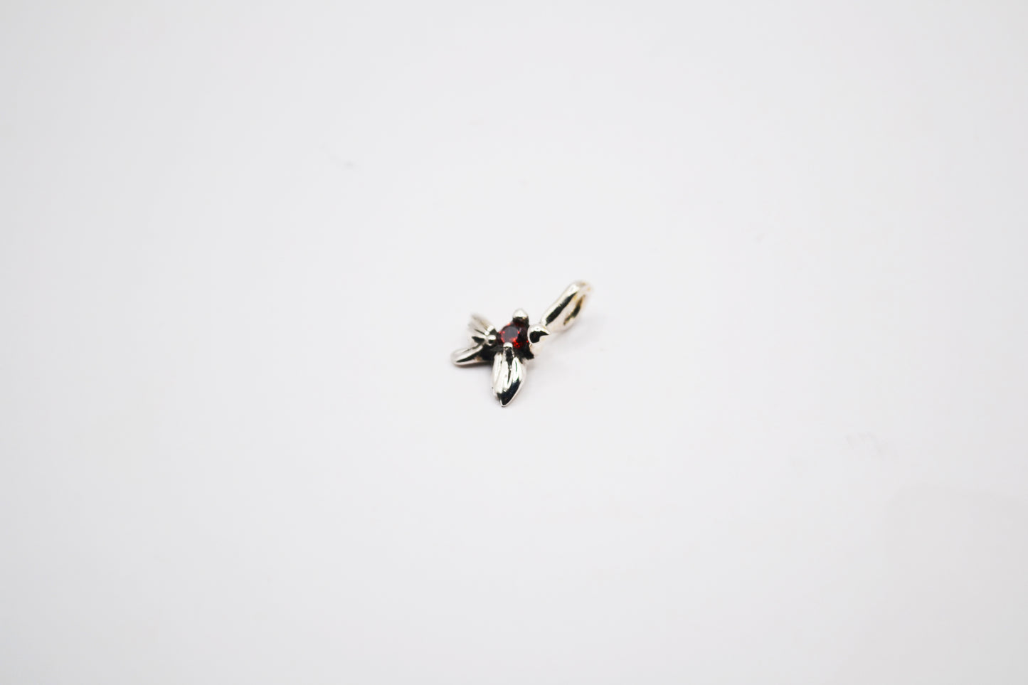 Handmade Sterling Silver Dove Pendant with Garnet