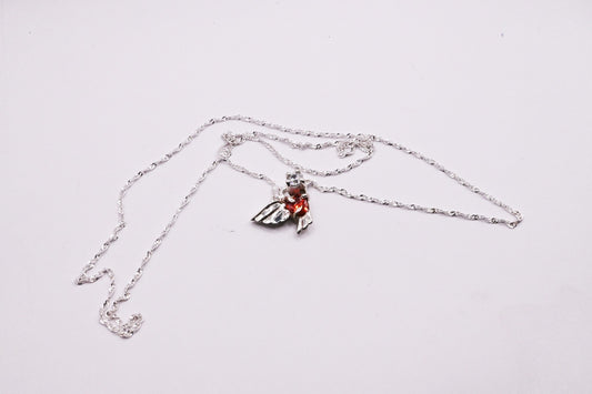 Guardian Angel Wings Sterling Silver Necklace – Heart Gemstone