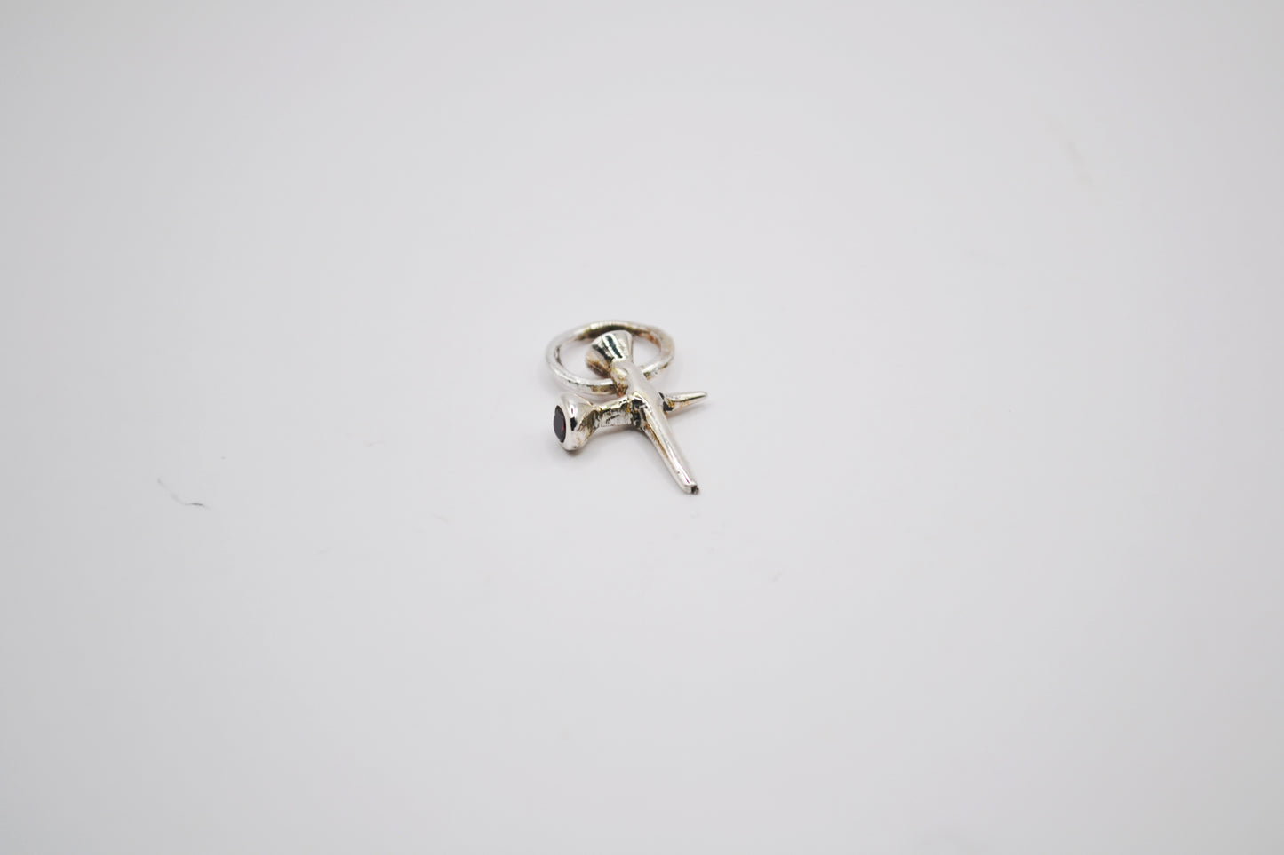 Nail Cross with Garnet Stones